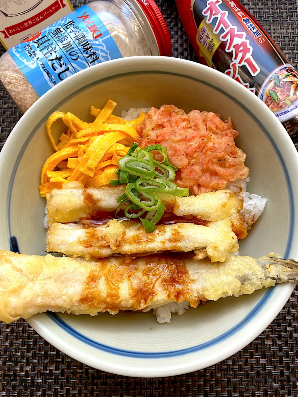 Snapdishの料理写真:貝柱だしで炊いたご飯で3色丼|栃倉 直人さん