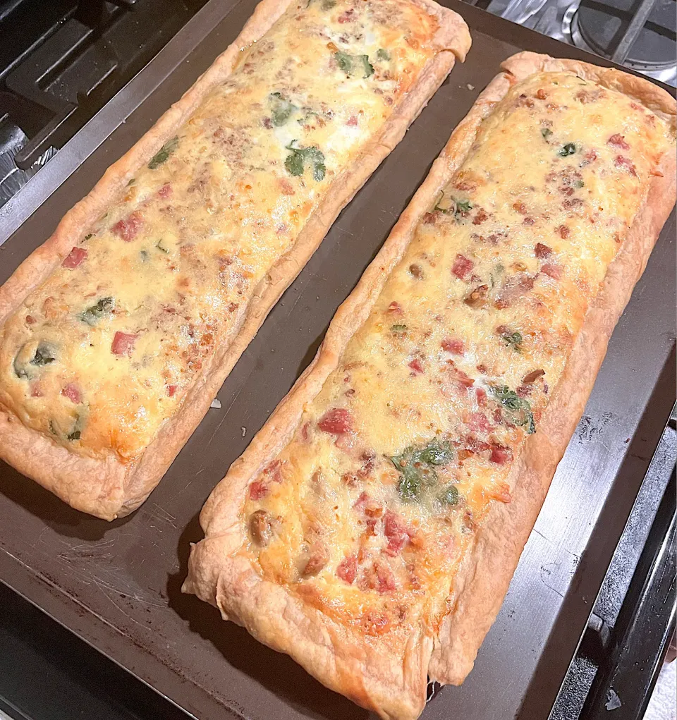 Puffed pastry bacon quiche|🌺IAnneさん