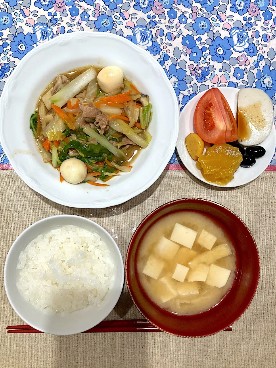 Snapdishの料理写真:中華丼とおせちの残り|おしゃべり献立さん