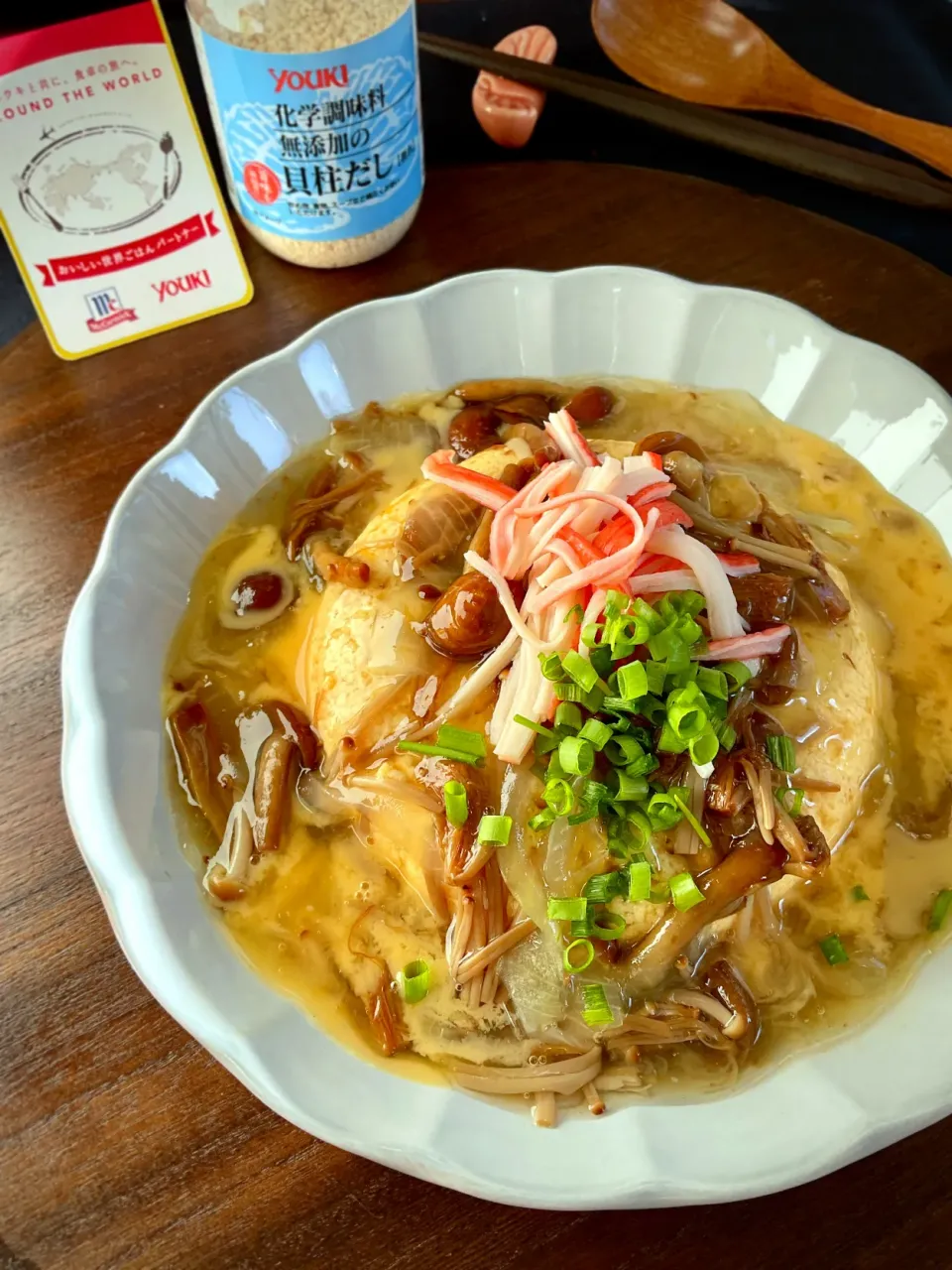 貝柱だしde豆腐&卵noふんわり蒸し〜たっぷりきのこ餡〜|スイーツポテトさん