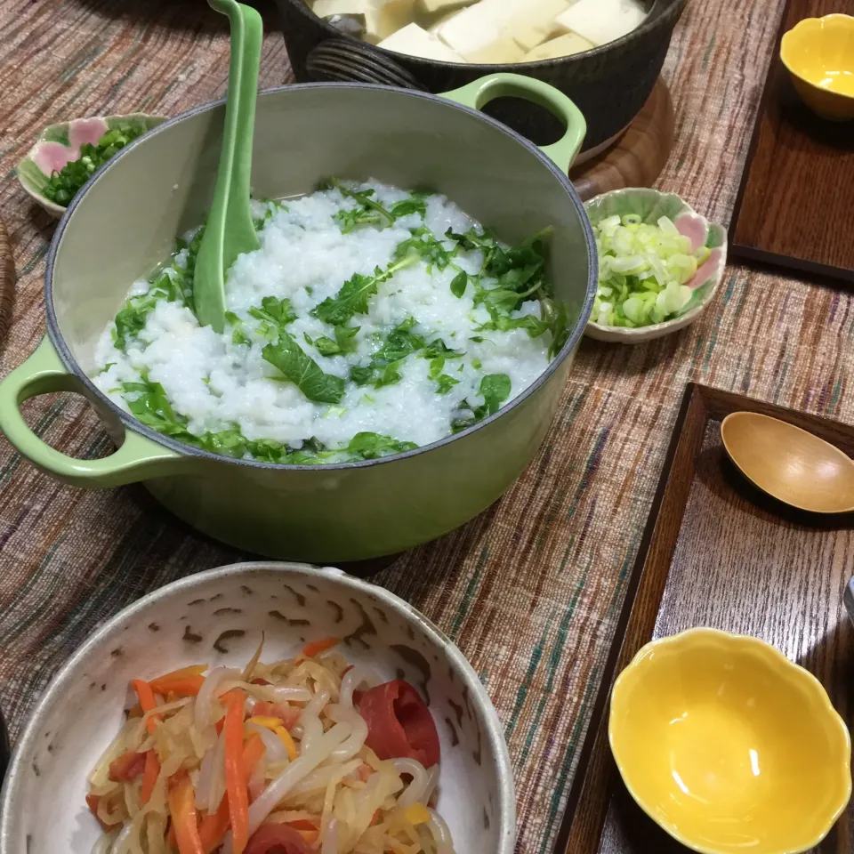 七草粥　湯豆腐　切り干し大根炒め煮|Blueberry🫐さん