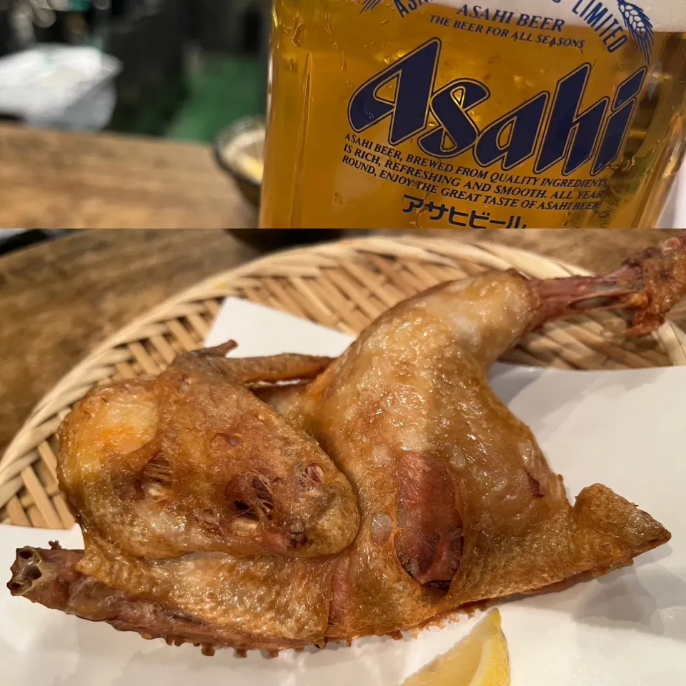 Snapdishの料理写真:ビールと半身揚げ|KOMAさん