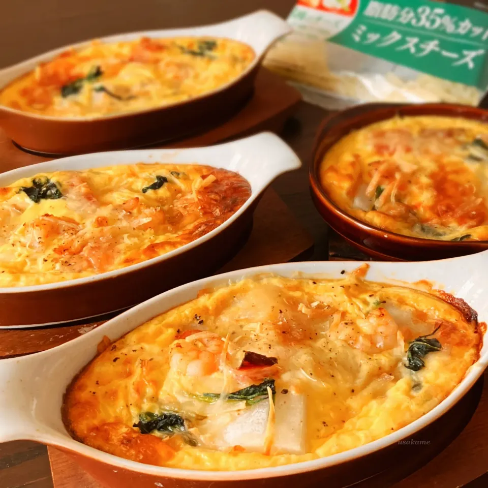 cocoaさんの料理 ほうれん草のスフレグラタン、お餅入り|うさかめさん