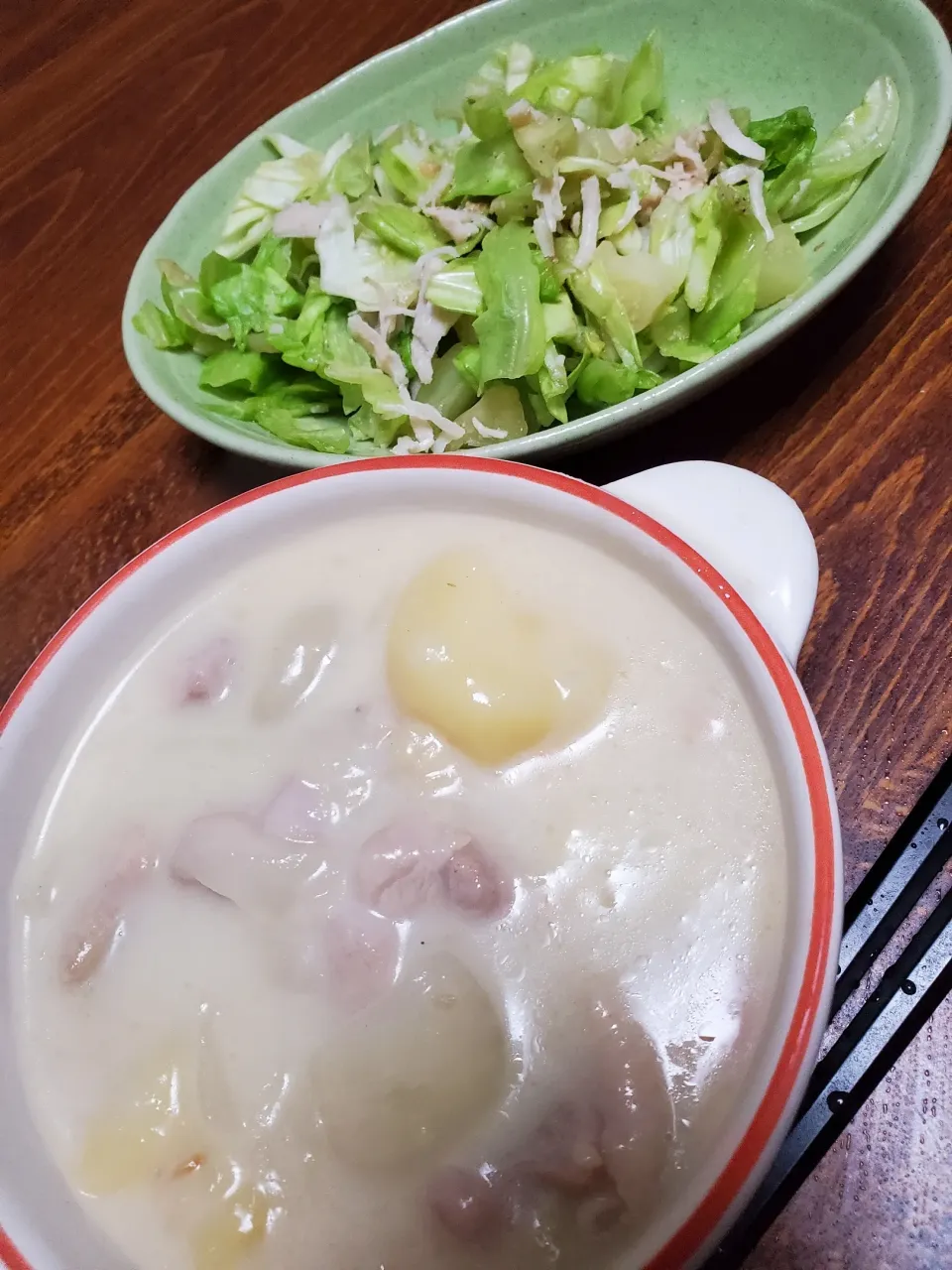 シチューとキャベツささみの和え物|アンジイさん