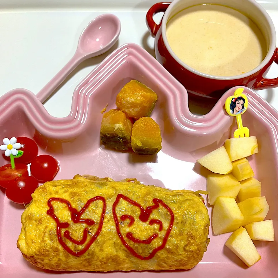 3歳児昼ご飯　昨日の残りの焼きそばを使ってオムそばにしました|Kahoさん