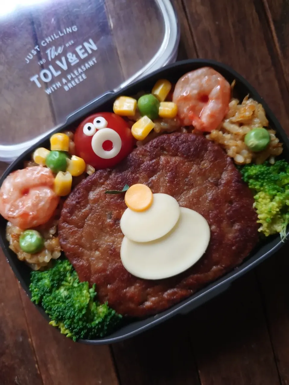 漢の…次女用🍱マルシンハンバーグとカレーチャーハン弁当|ᵏᵒᵘさん