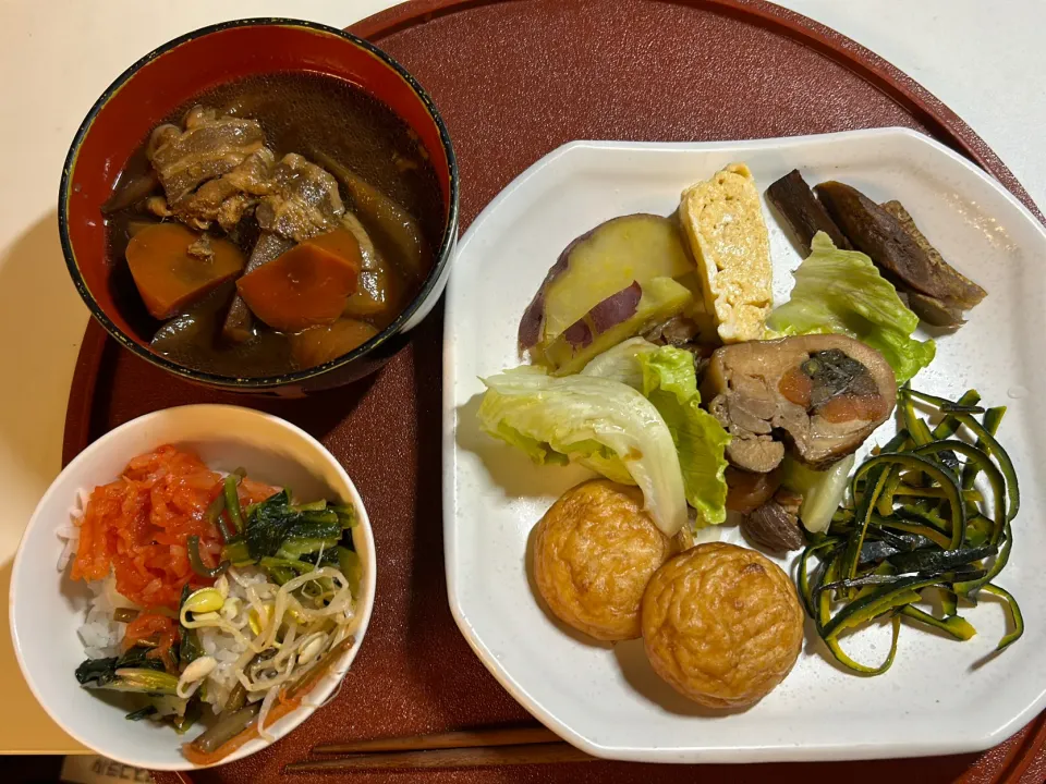 ミニビビンバ丼　チキンロール|バジルママさん