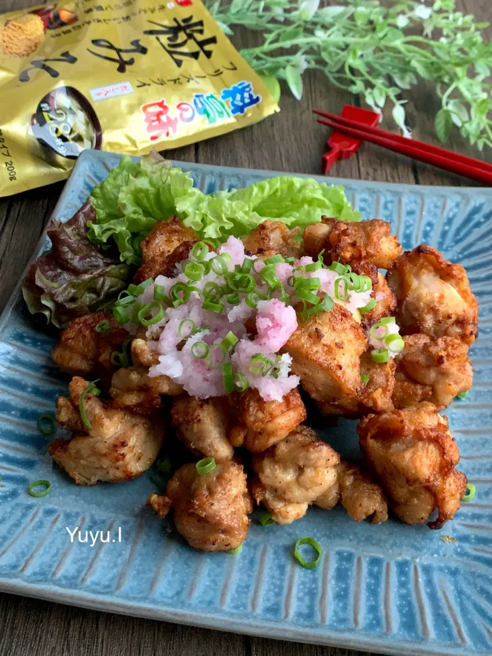 粒みそで鶏の唐揚げ　赤かぶおろしのせ|ゆーこどんさん