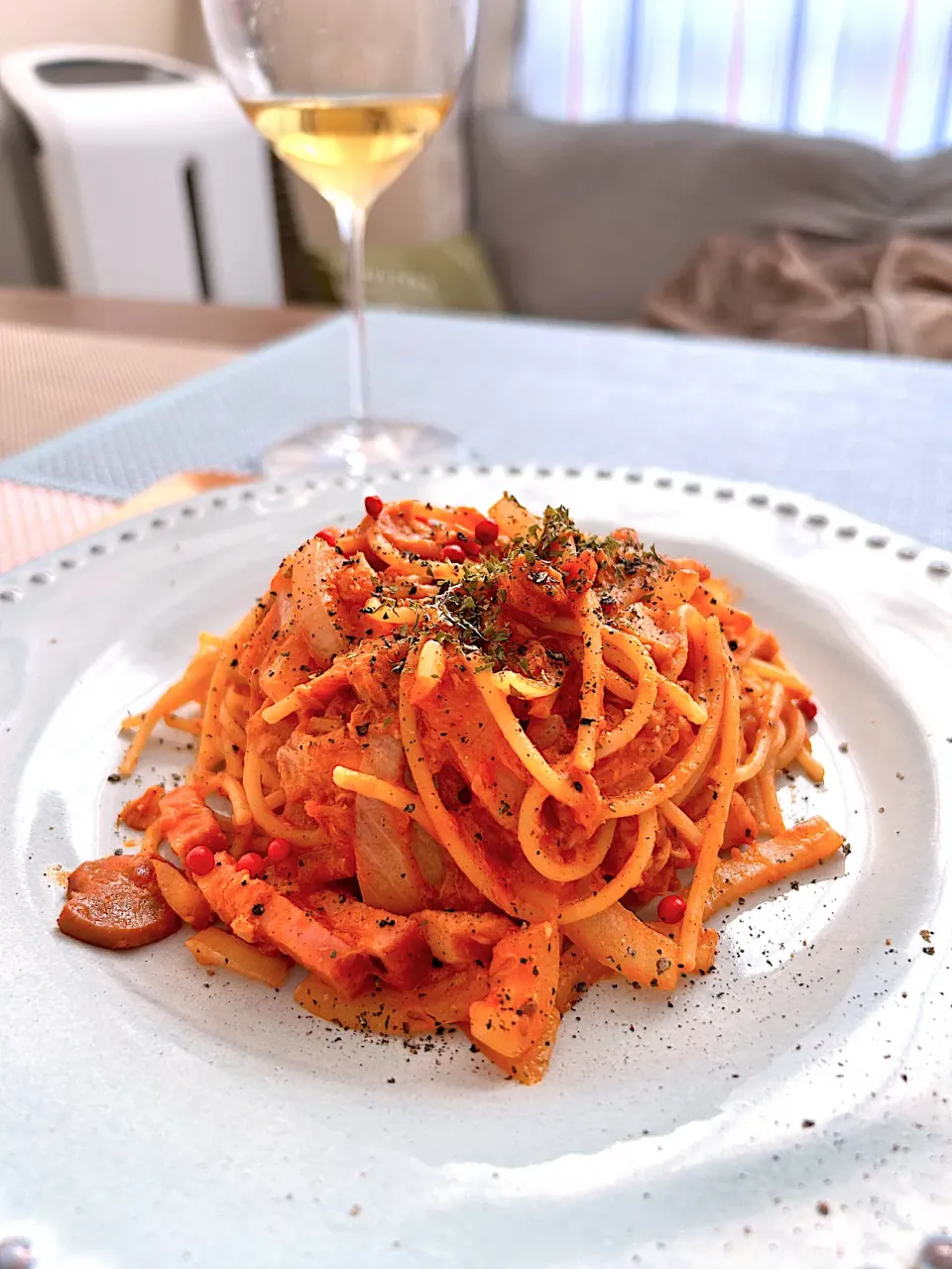 Snapdishの料理写真:アラビアータソースでパスタ🍝|まみさん