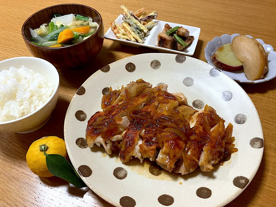 ＊柚子照り焼きチキンの夕飯＊|＊抹茶＊さん