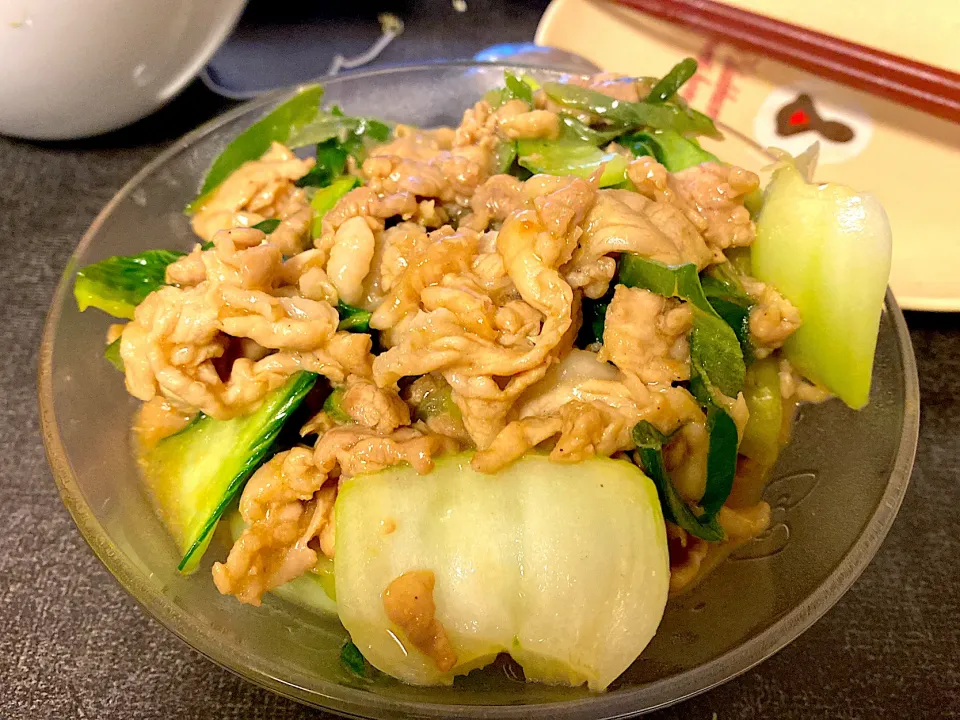 ちんげん菜と豚肉炒め|混ぜるな危険さん