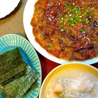 大根餅ちぢみとずぼら参鶏湯で韓国風ご飯♨️|kanomixさん