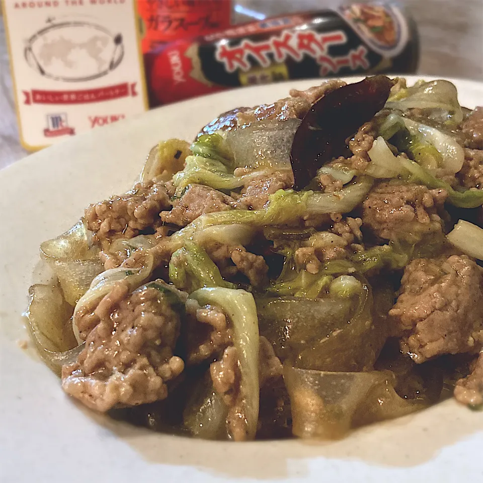 白菜と豚挽肉と東北大拉皮(平太春雨)煮|みずほさん