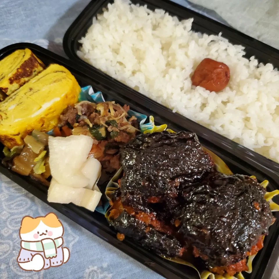 今日のお弁当(ビビンバ炒め&海苔巻きハンバーグ)
2024/01/16|SHI0RIさん