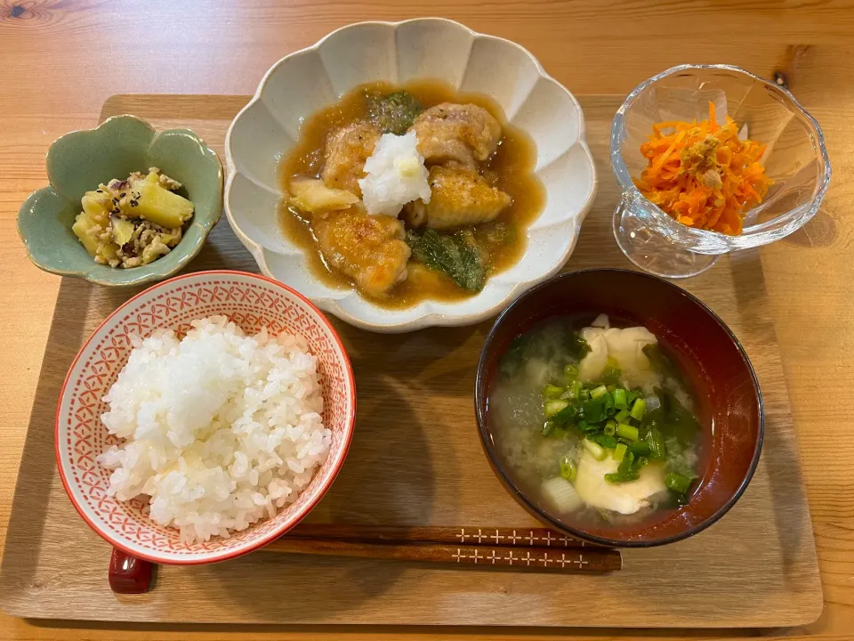 鶏もも肉のみぞれ煮夕食|えりママさん