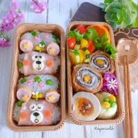 🐻くまさんベーコン&豆ご飯おにぎり弁当