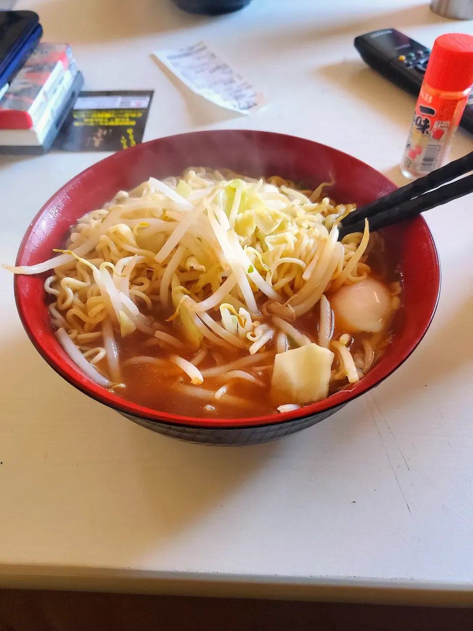 味噌ラーメンもやしゆで玉子トッピング|しんさん