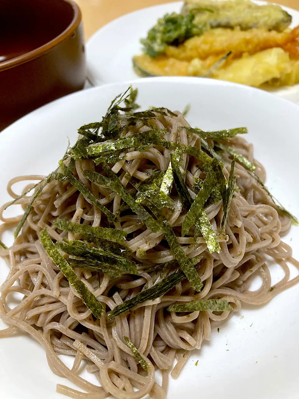 在宅勤務中のランチ(ざる蕎麦)|おおもりの星さん