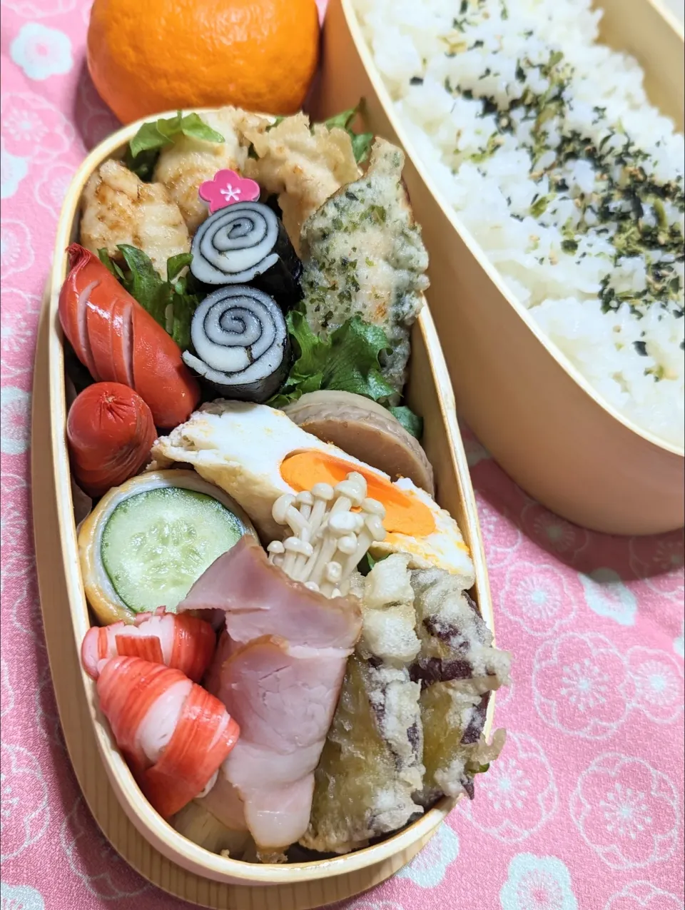 本日のお弁当〜鶏天＆焼き芋天ぷら弁当|f.1125beさん