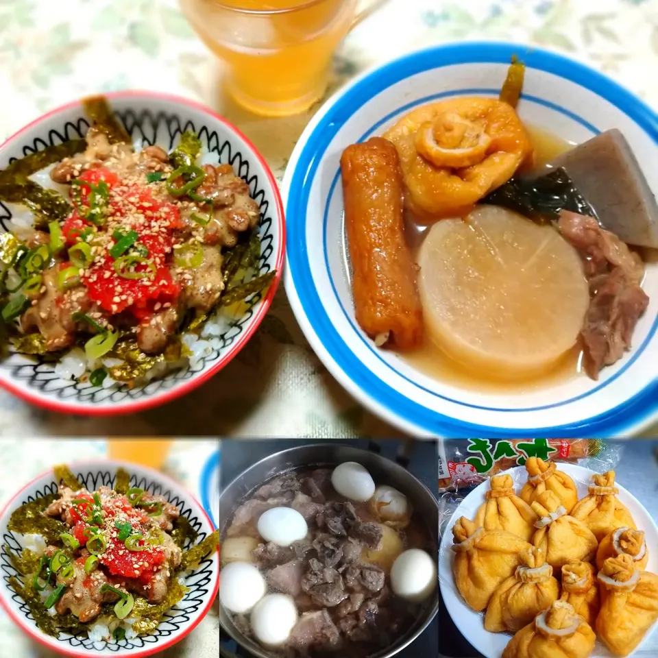 納豆明太子丼とおでん|うたかた。さん