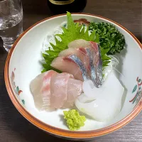 Snapdishの料理写真:しまあじ　いか　たい|みーさん