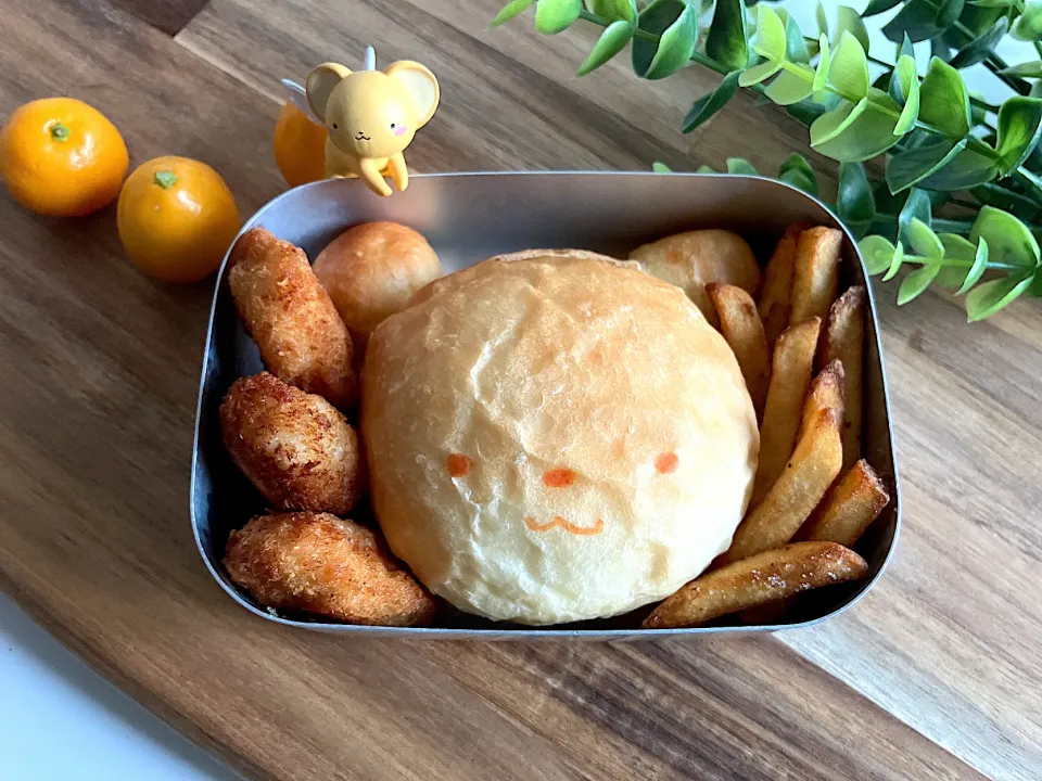 ＊べびたん幼稚園お弁当🐻オールブラウン＊くまパン＆揚げ物弁当＊|＊抹茶＊さん