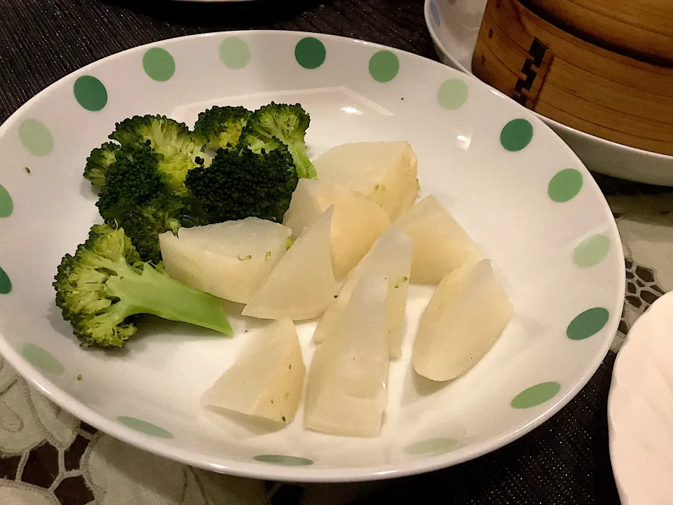 今宵の蒸籠蒸しはブロッコリー🥦と大根😋|アライさんさん