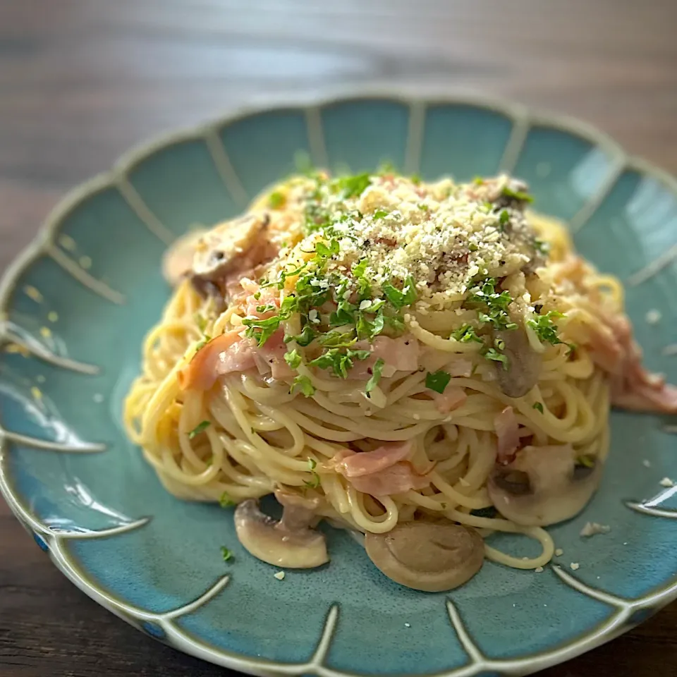 ベーコンとマッシュルームのクリームパスタ|Kiyoさん