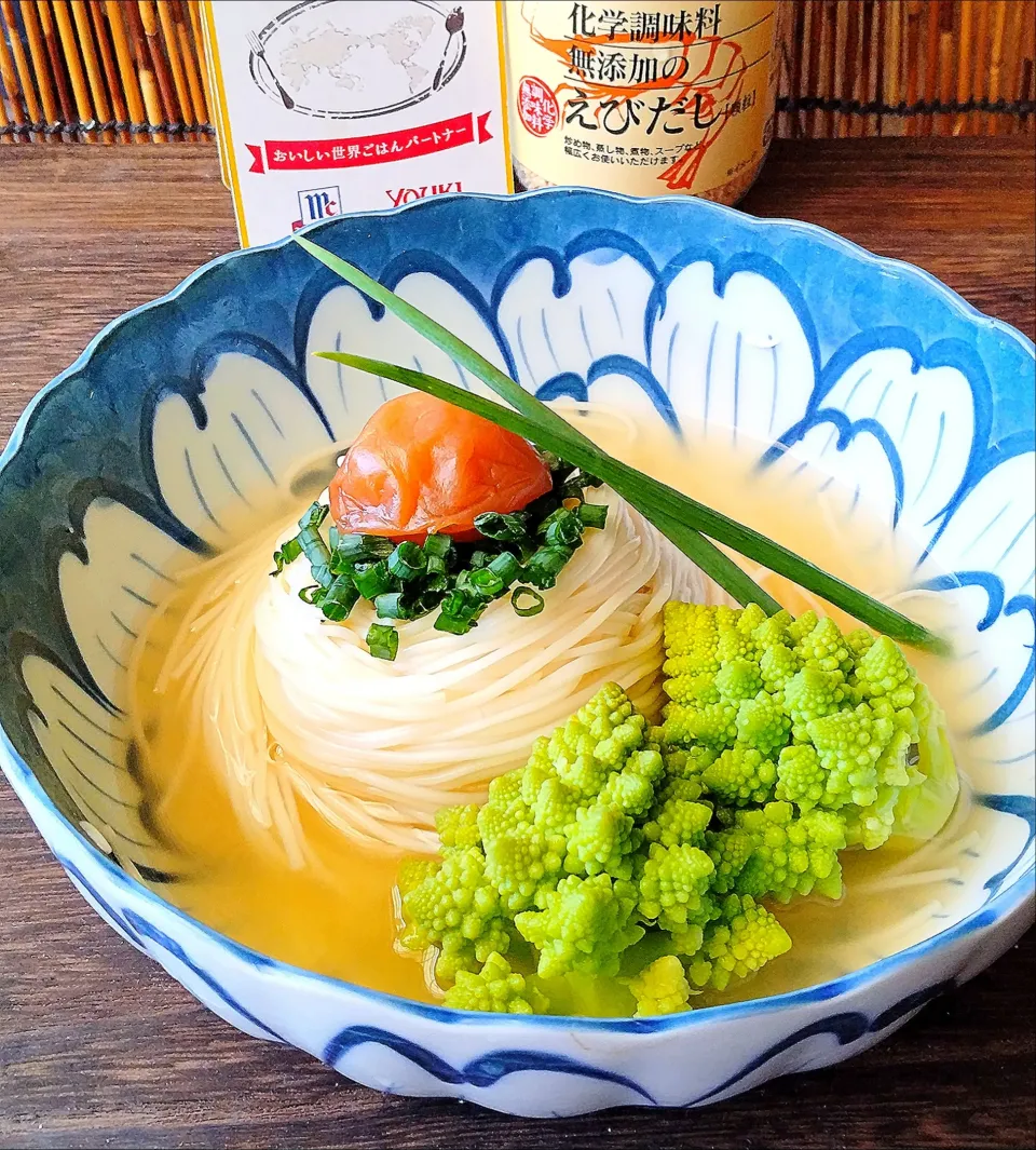 素麺とロマネスコの梅えび出汁仕立て|ayaさん