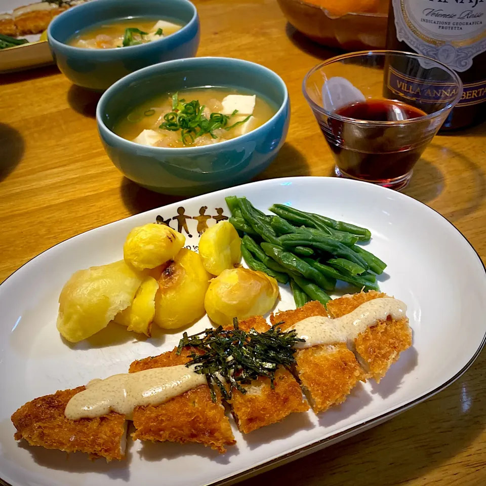 たらマヨささみチーズかつと、切り干し大根と豆腐の味噌汁|もえさん