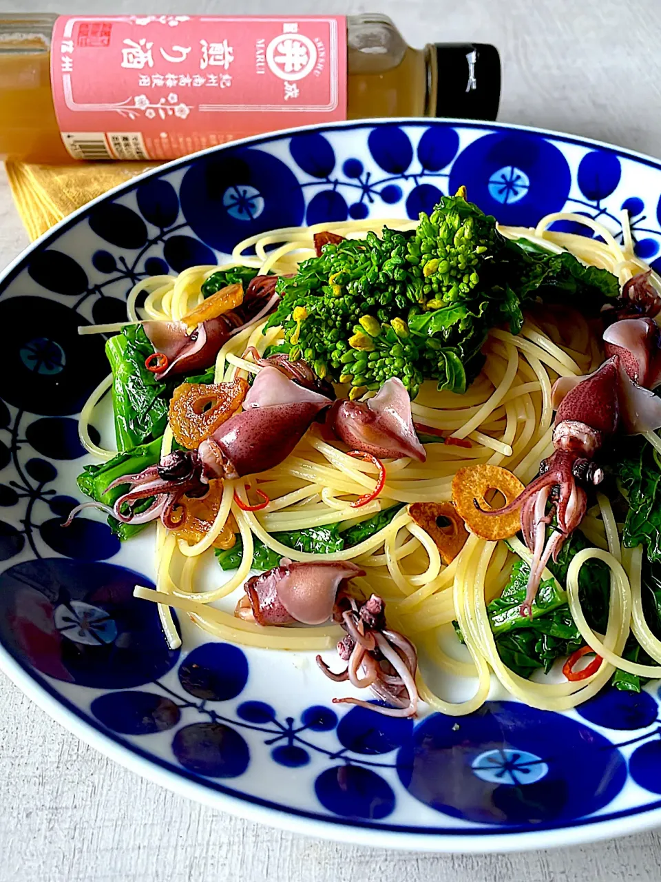 アッチさんの料理 ホタルイカと菜の花のパスタ|とんちんさん