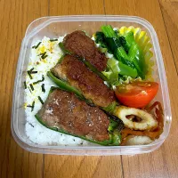 Snapdishの料理写真:ピーマンの肉詰め弁当|さやかさん