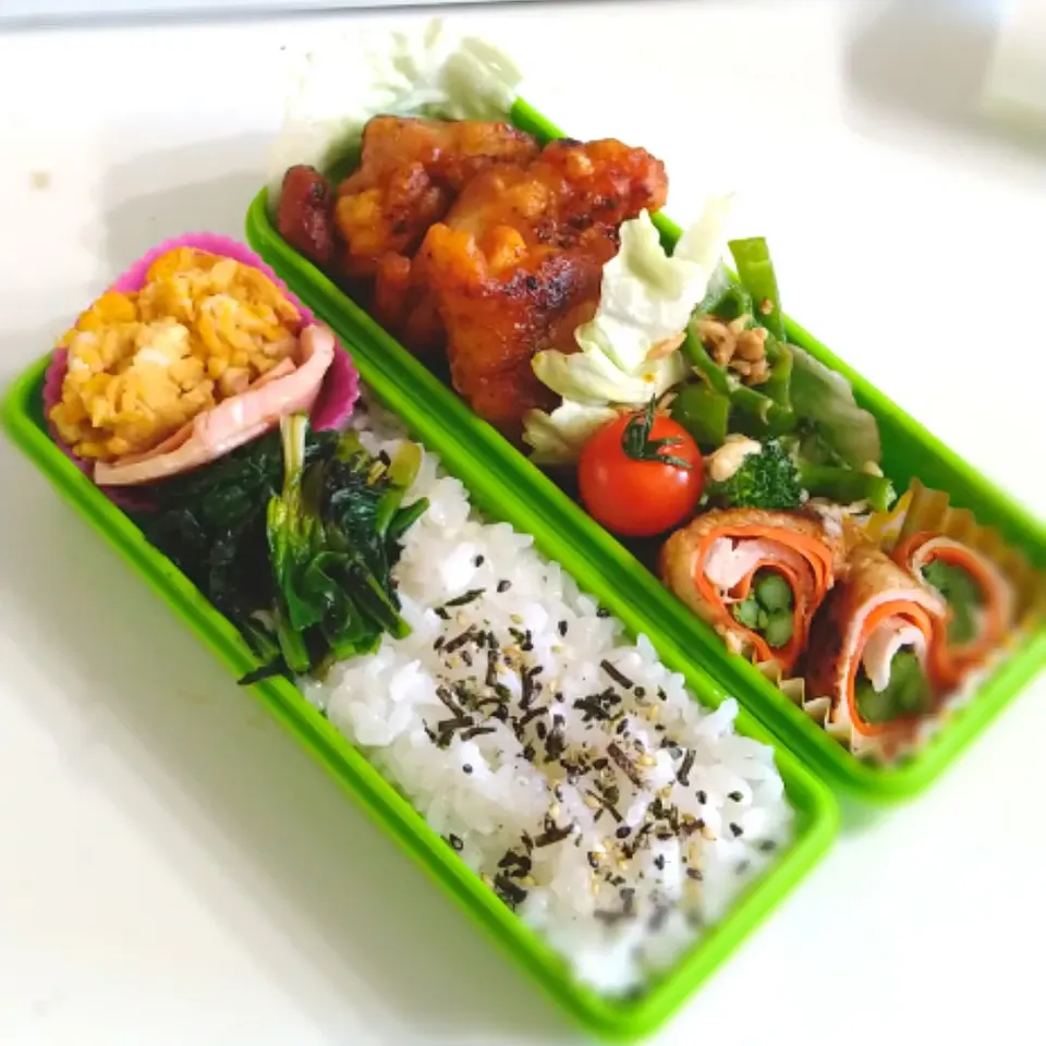 1/24鶏のカレー風味と肉巻きなお弁当|Reikoさん