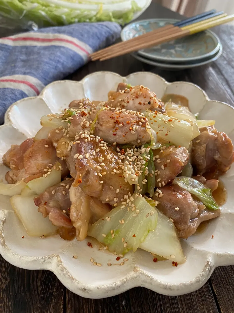 鶏肉と白菜のオイスターソース炒め|ちぐあささん