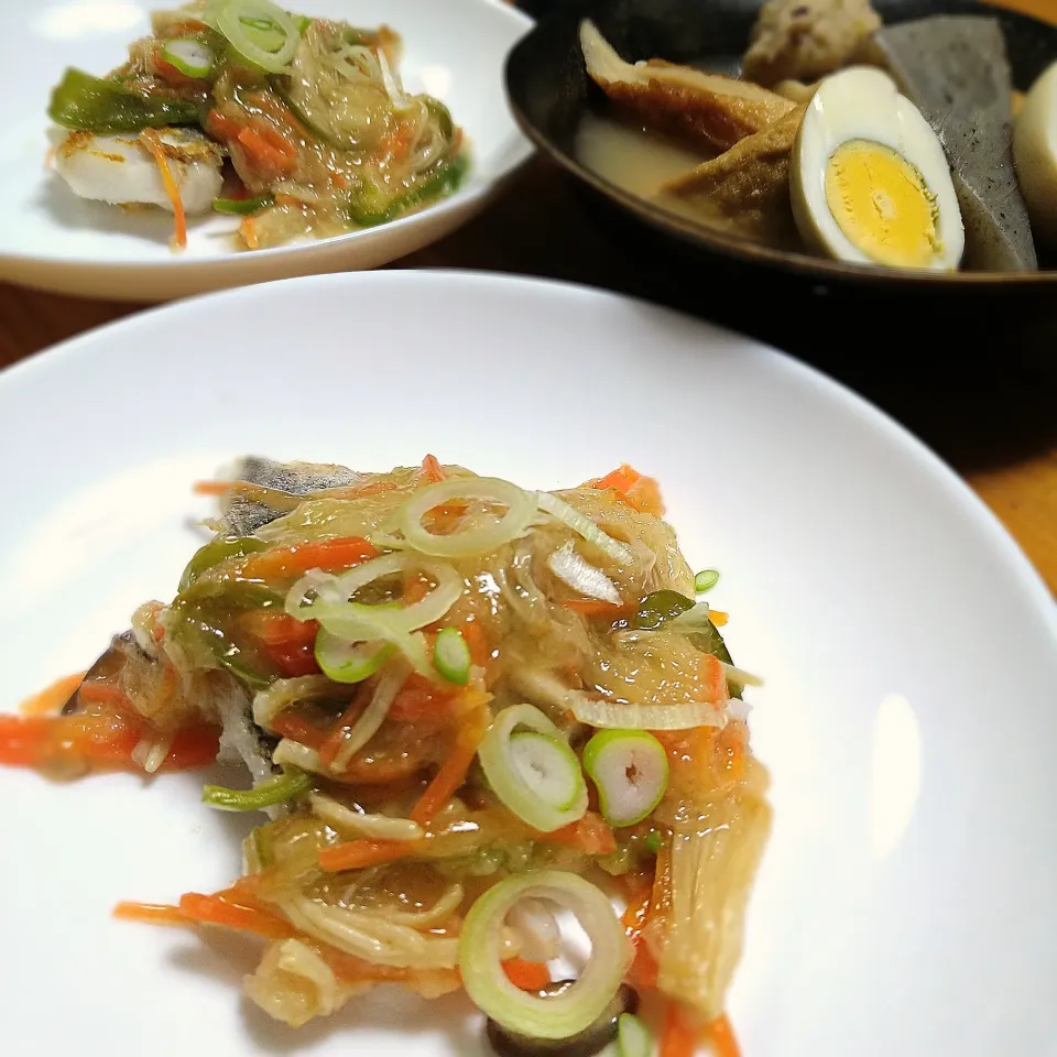 鱈のおろし野菜餡掛けと２日目おでん🍢🤭|とまと🍅さん