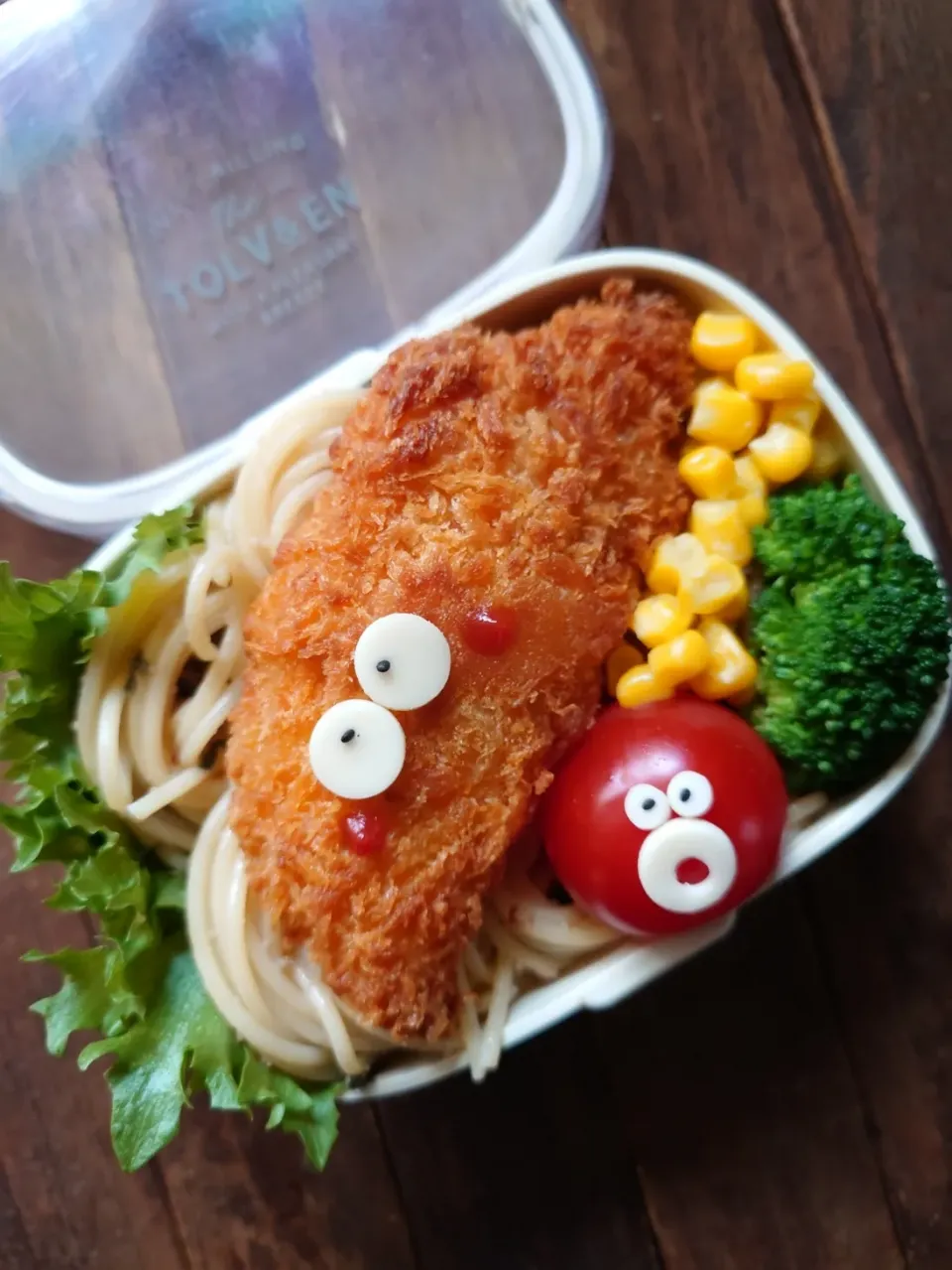 漢の…次女用🍱アジフライ乗せたらこスパゲッティ弁当|ᵏᵒᵘさん