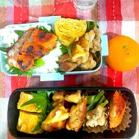 Snapdishの料理写真:シャケとチキンのポン酢煮のお弁当。|ゆうどんさん