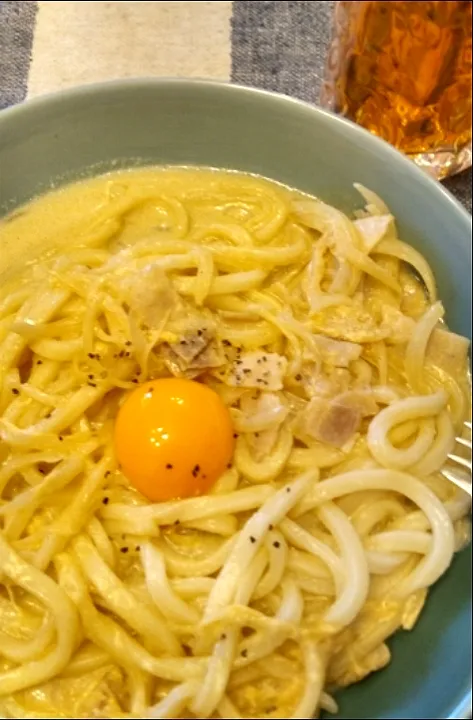 Snapdishの料理写真:'24．1/29
うどんの豆乳カルボナーラ😋|たえさん