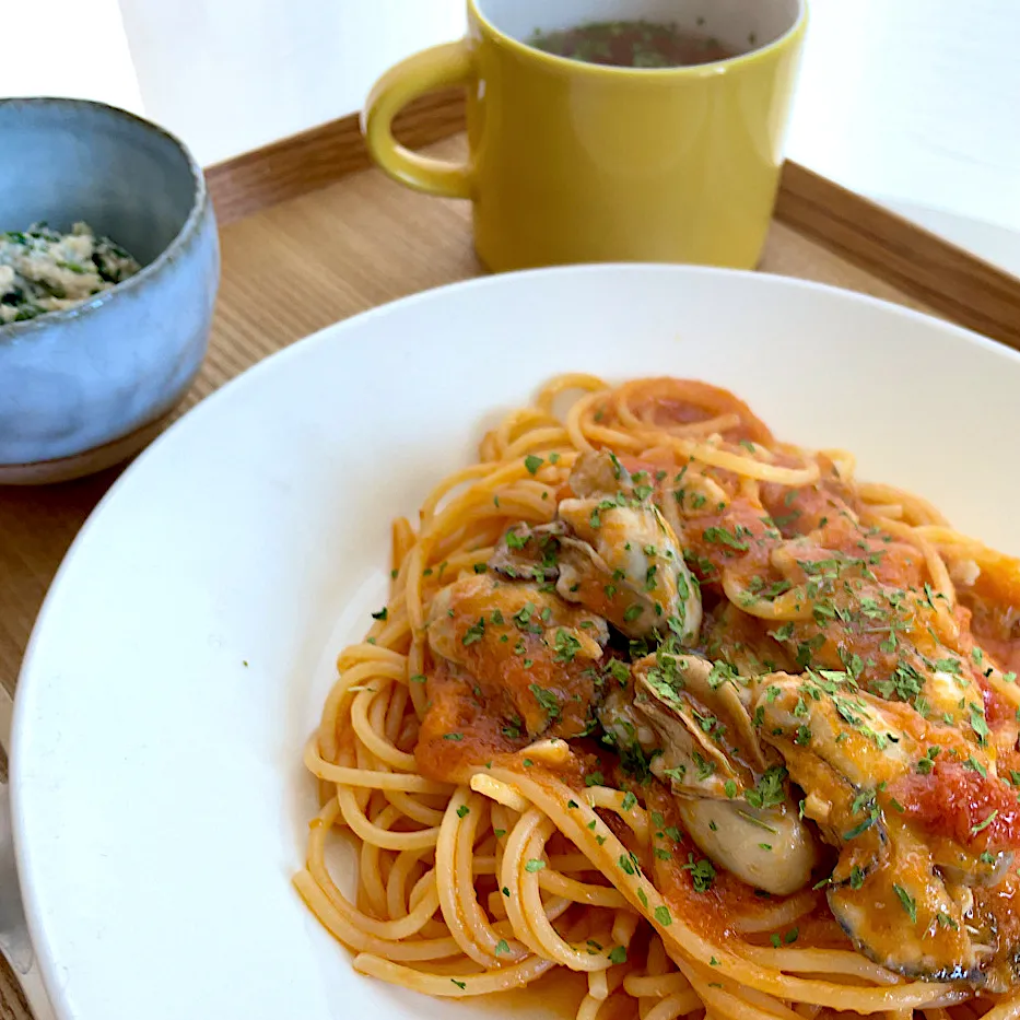 牡蠣のトマトソースパスタ|pontalさん