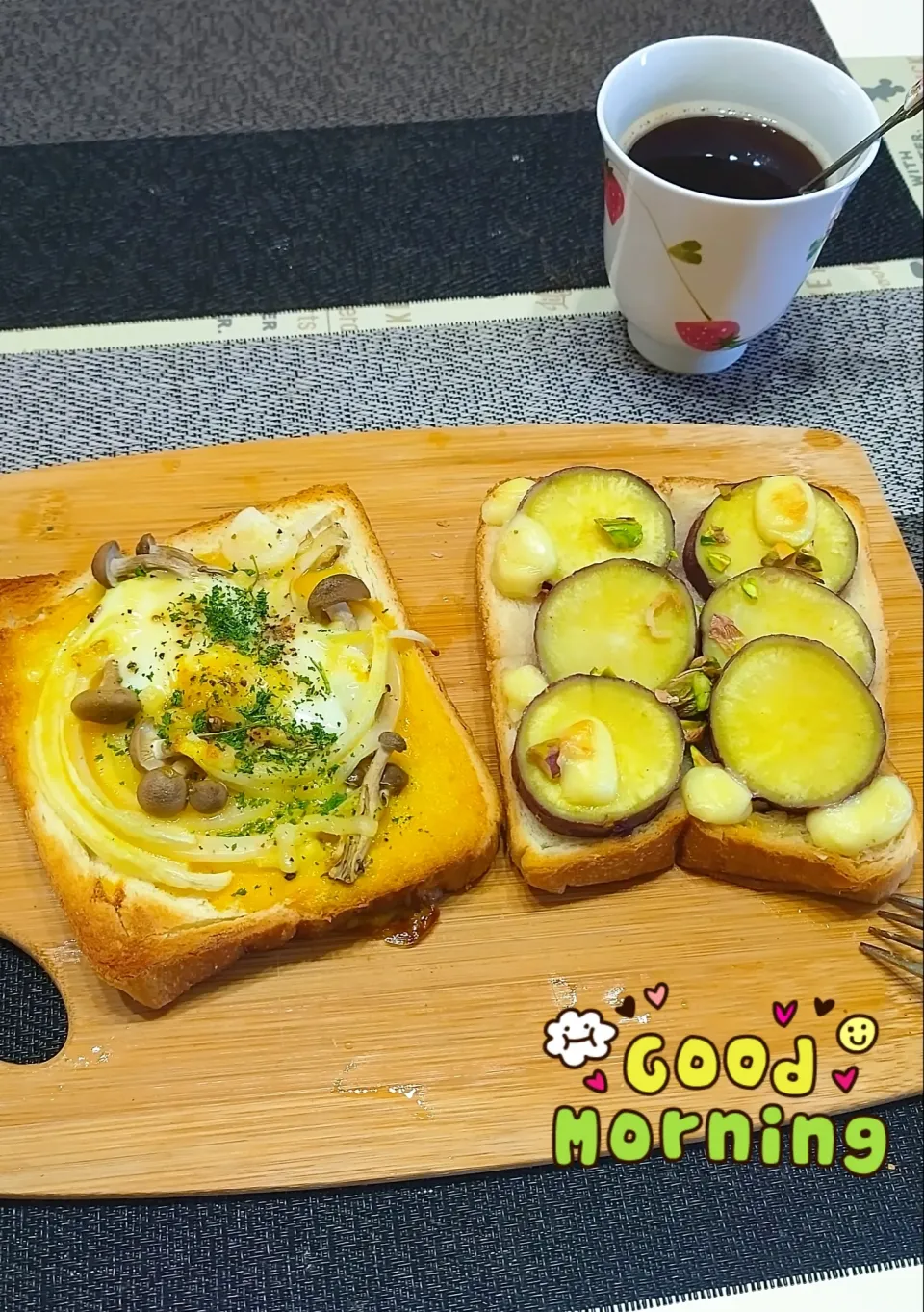 サミカさんの料理 きのこキッシュトーストと畑の野菜サラダで、すぐ出来る満腹モーニング|みったんさん