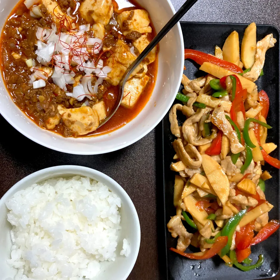 Snapdishの料理写真:麻婆豆腐と青椒肉絲(豚)|tomatoさん