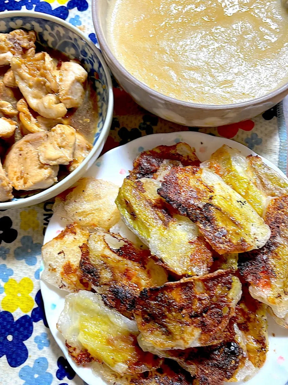 ライスペーパー巻き焼き　鶏胸肉の甘煮　とろろ汁|4jinoanataさん