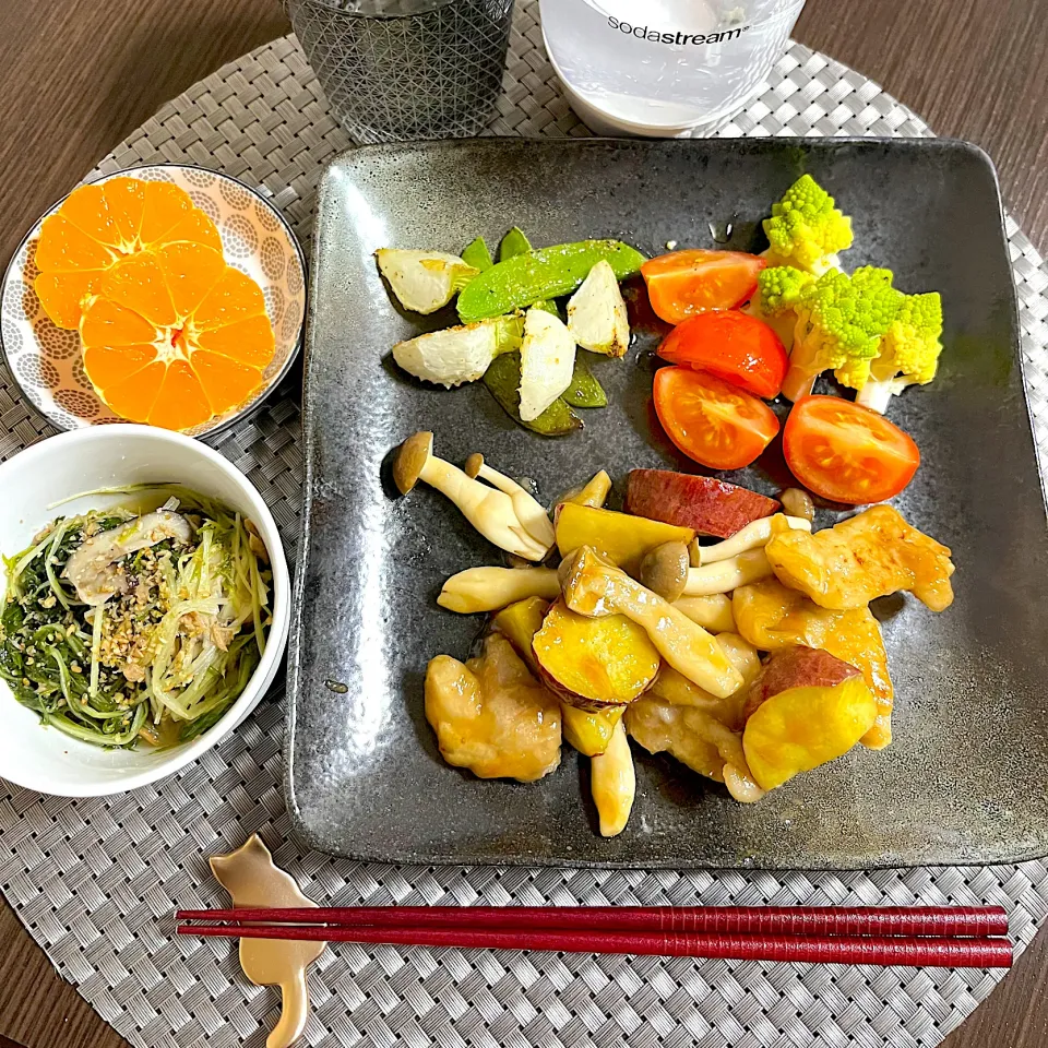 2/1晩ご飯：鶏ももとさつまいもの甘酢炒め|ななみんさん