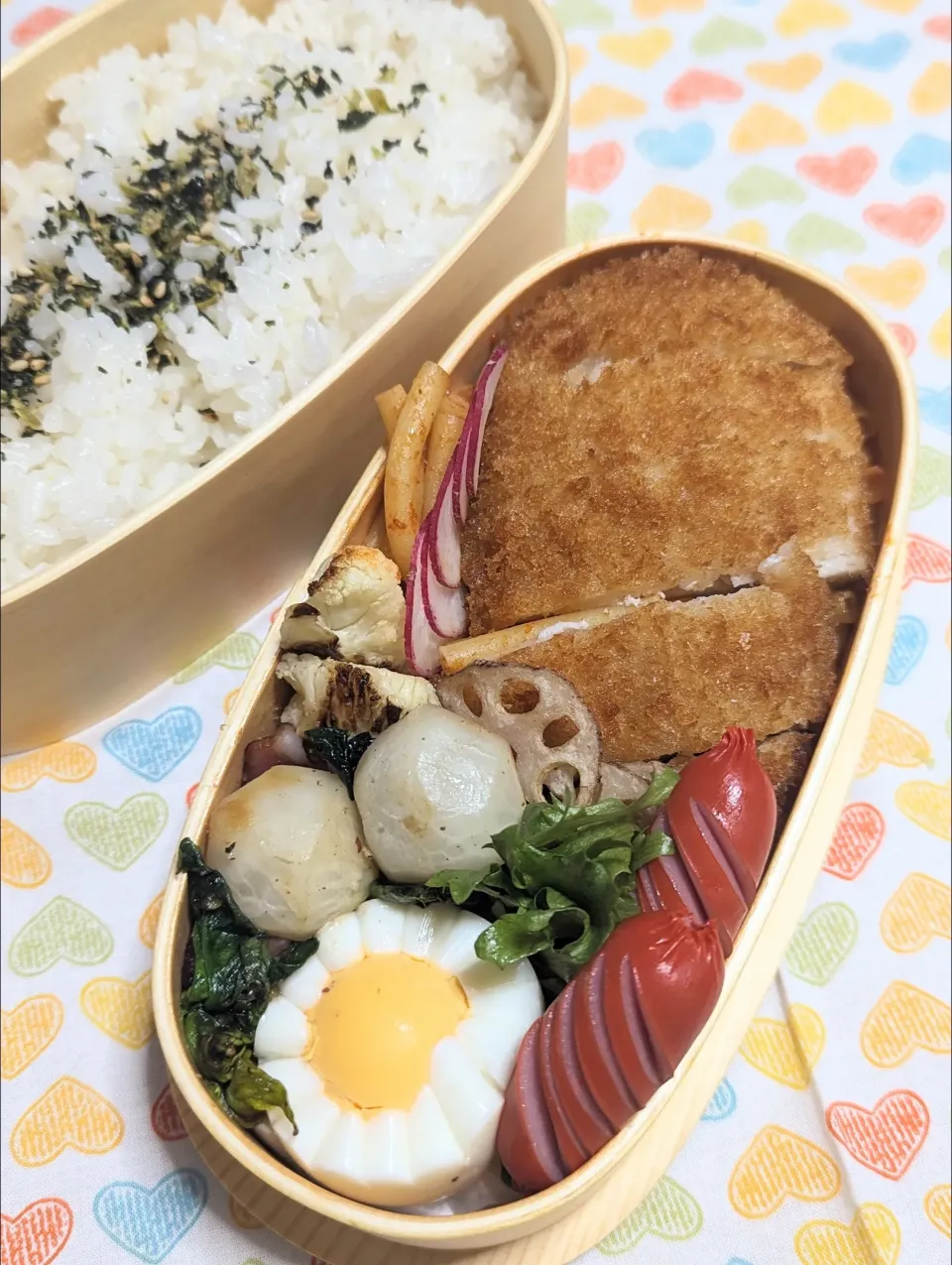 本日のお弁当〜寒締ほうれん草のソテーのW炭水化物弁当|f.1125beさん