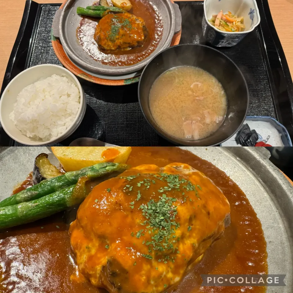 Snapdishの料理写真:今週の小田原出張ランチ@榛にて。鉄板焼ハンバーグ定食を。美味しくいただきました。|sniper66さん