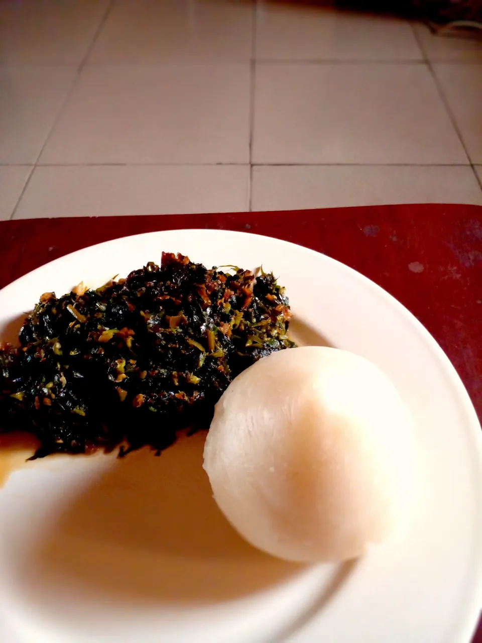 Snapdishの料理写真:vegetable soup with fufu (Nigeria delicacy)  
 Recipe on the comment section|Chioma Anyanwuさん