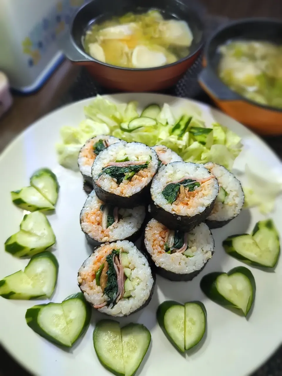 ベーコンとほうれん草のキンパ＆スープ水餃子|テケテケさん