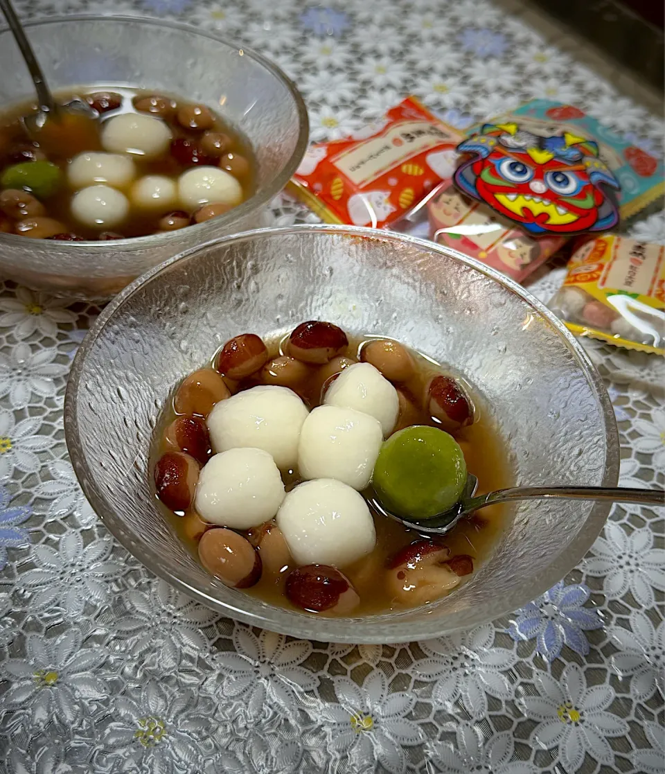 Snapdishの料理写真:節分にパンダ豆の白玉しるこでおもてなし🐼🫘💕|さらっと🍀さん