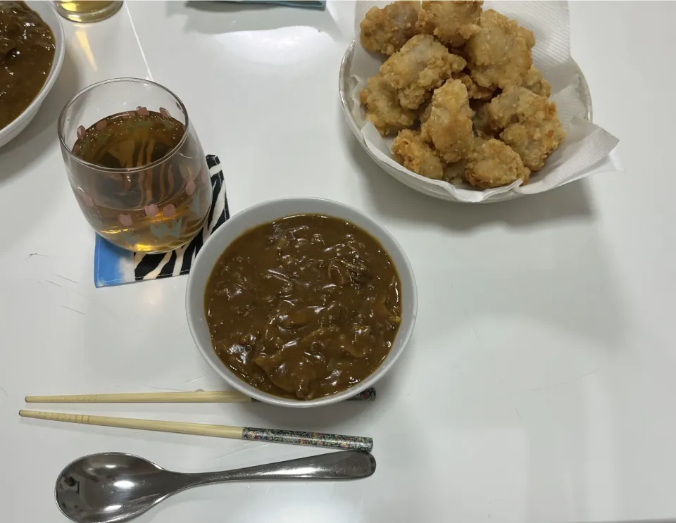 晩御飯☆ビーフカレー☆塩唐揚げ。|Saharaさん