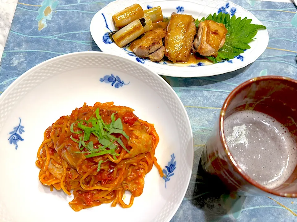 鶏の照り焼きとトマトスパゲッティ|kenさん